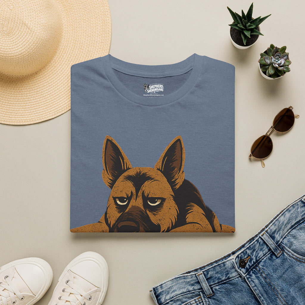 Graphic dog T-shirt, light blue, front dog face print