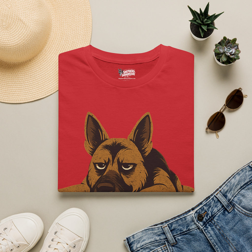 Graphic dog T-shirt, red, front dog face print