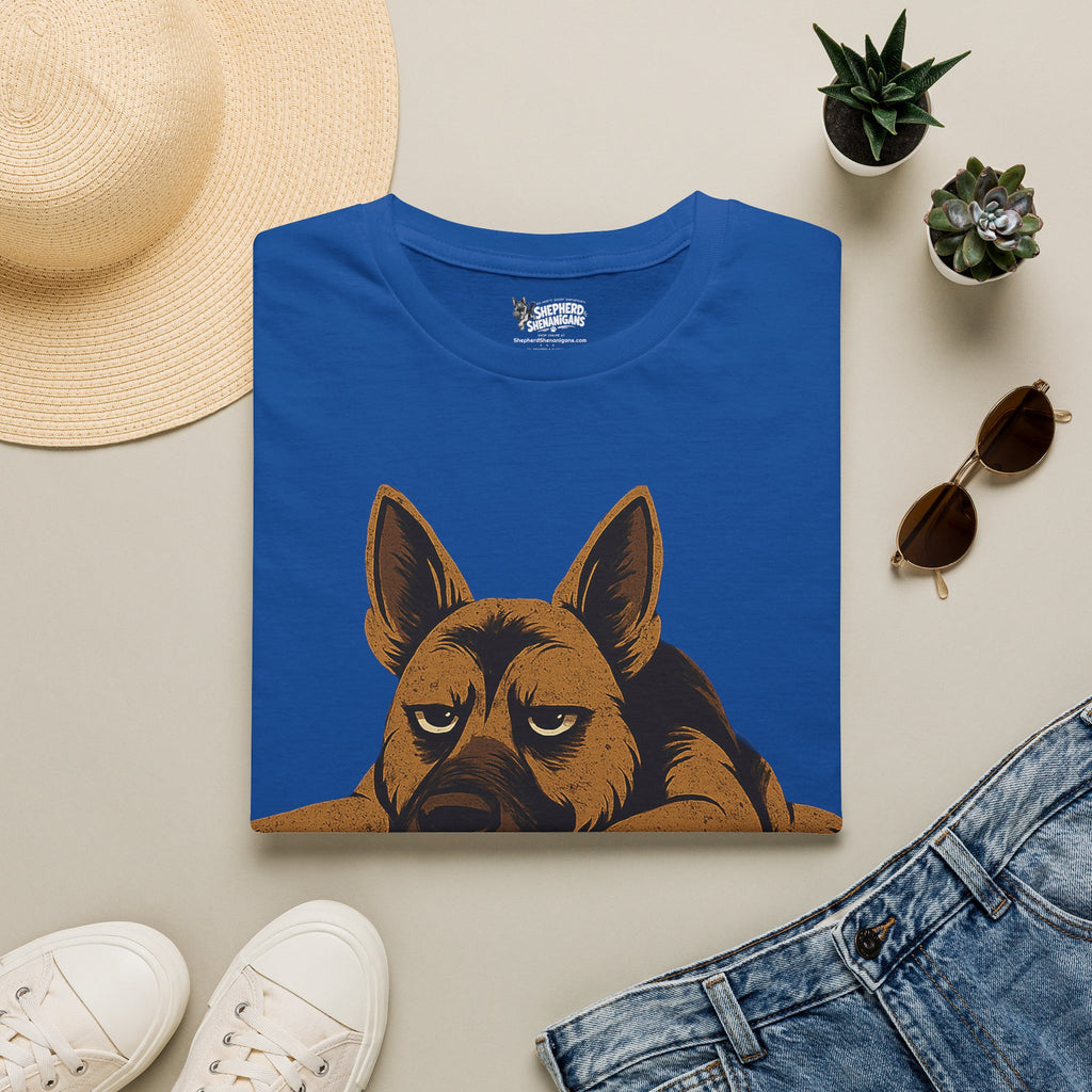 Graphic dog T-shirt, royal blue, front dog face print