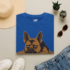 Graphic dog T-shirt, royal blue, front dog face print