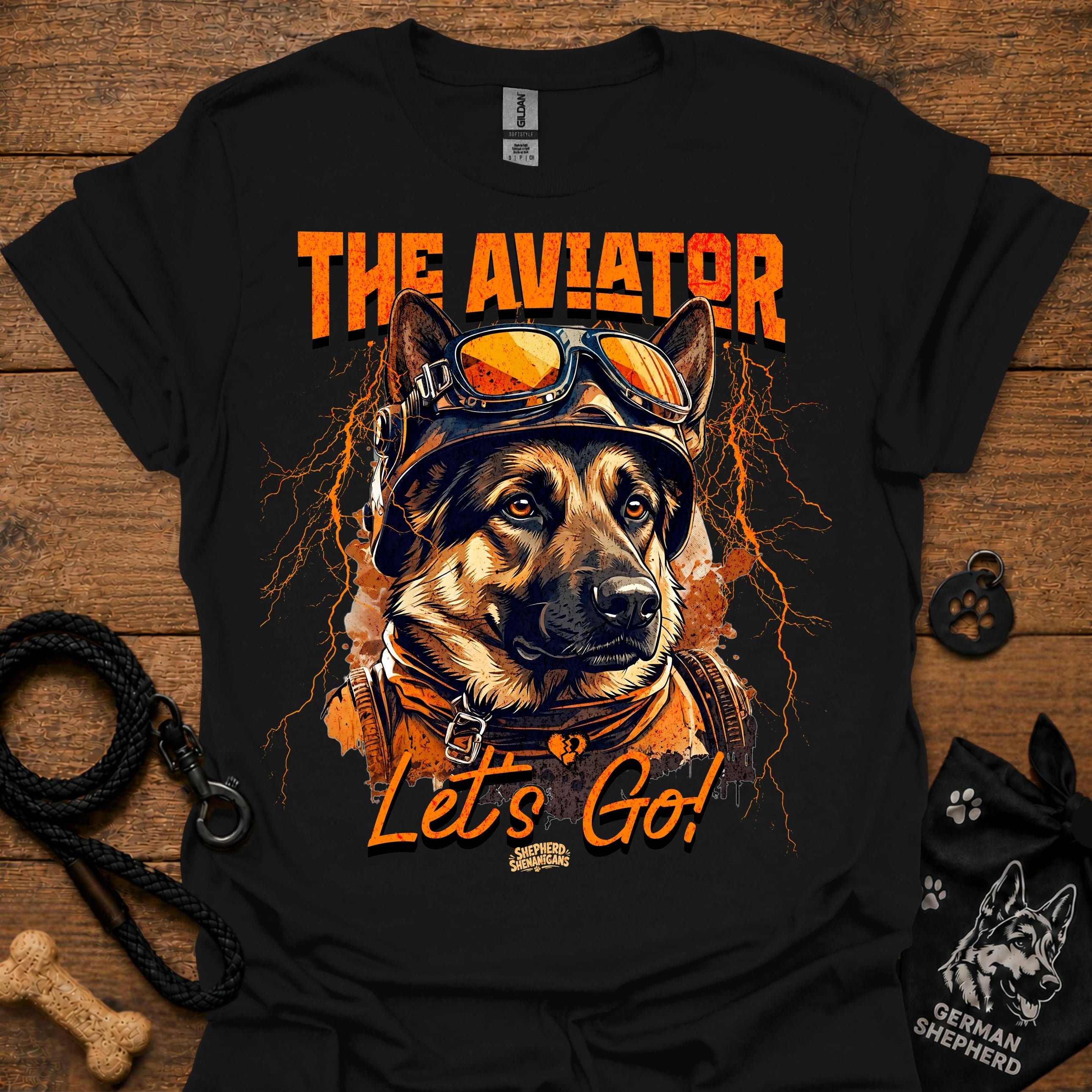 Astronaut dog graphic T-shirt in black
