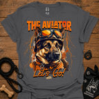 Astronaut dog graphic T-shirt in charcoal gray