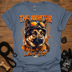 Astronaut dog graphic T-shirt in slate blue