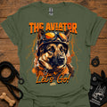 Astronaut dog graphic T-shirt in military green