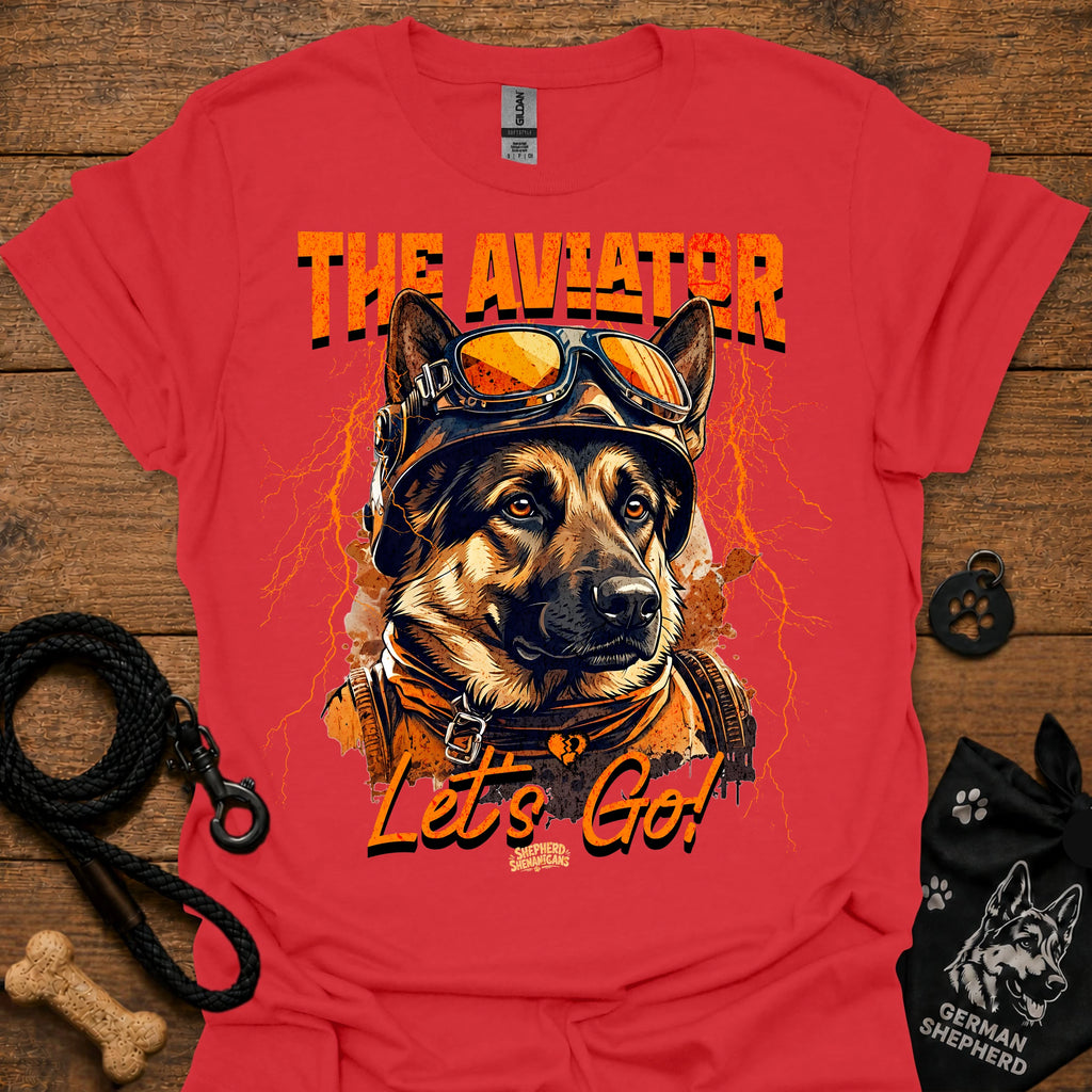 Astronaut dog graphic T-shirt in red