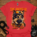 Astronaut dog graphic T-shirt in red