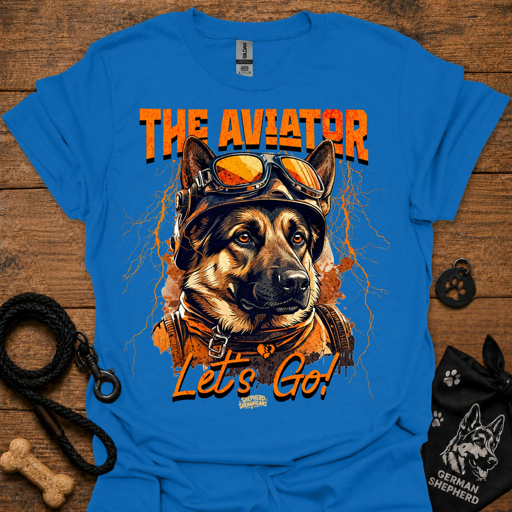 Astronaut dog graphic T-shirt in royal blue
