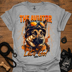 Astronaut dog graphic T-shirt in light gray
