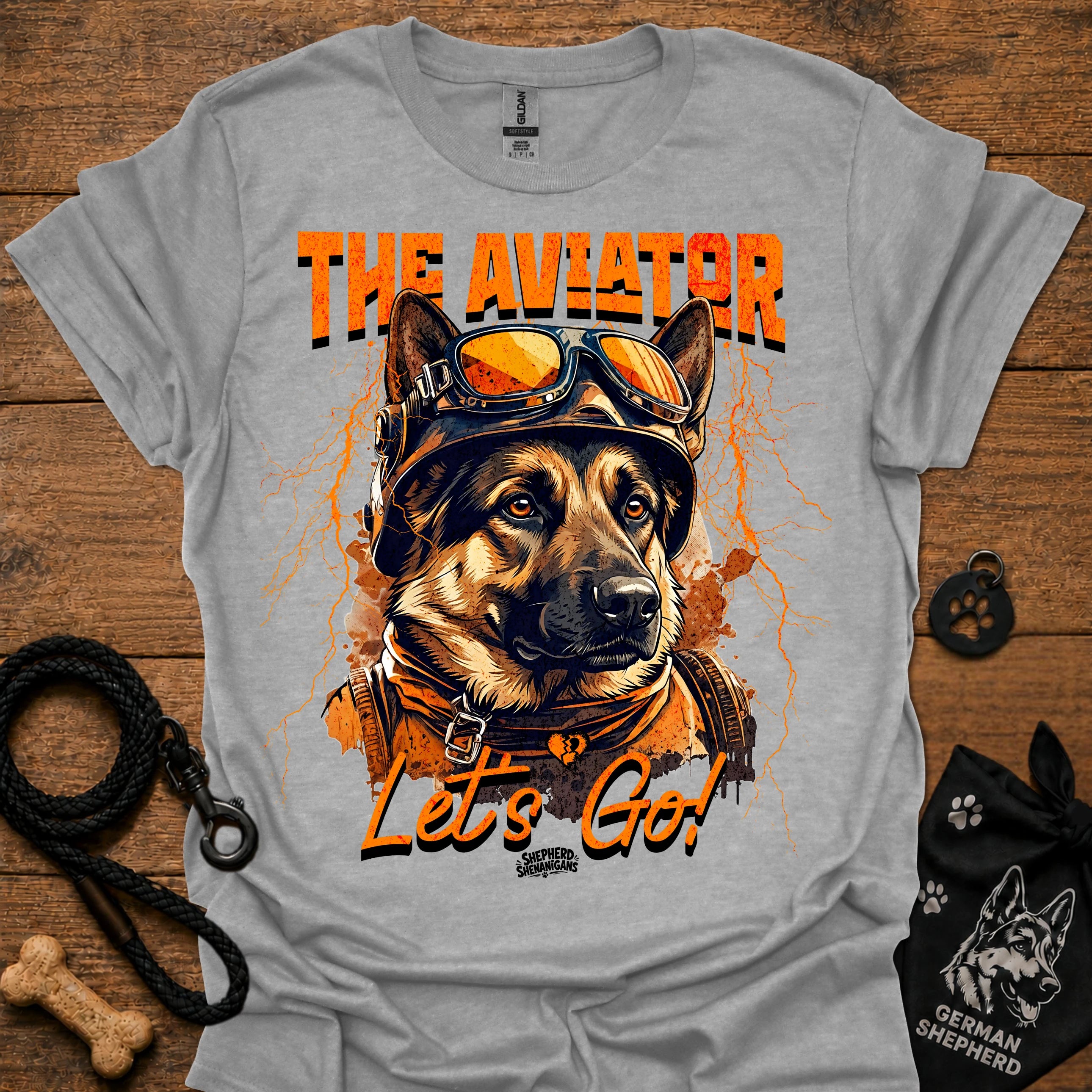 Astronaut dog graphic T-shirt in light gray