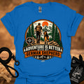 Blue German Shepherd adventure graphic T-shirt with large circular front print