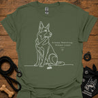 Military green dog graphic t-shirt with line art and text: Always Watching, Always Loyal