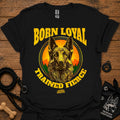 Black short-sleeve T-shirt with German shepherd portrait and bold yellow graphic