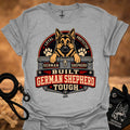 Heather gray short-sleeve T-shirt with German Shepherd crest graphic