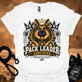 White T-shirt with German shepherd “Pack Leader Certified” chest graphic