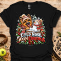 Black t-shirt with dog and snowman graphic, 'Cold Nose Warm Christmas'