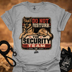 Light gray graphic T-shirt with security dog and "Do Not Disturb" text