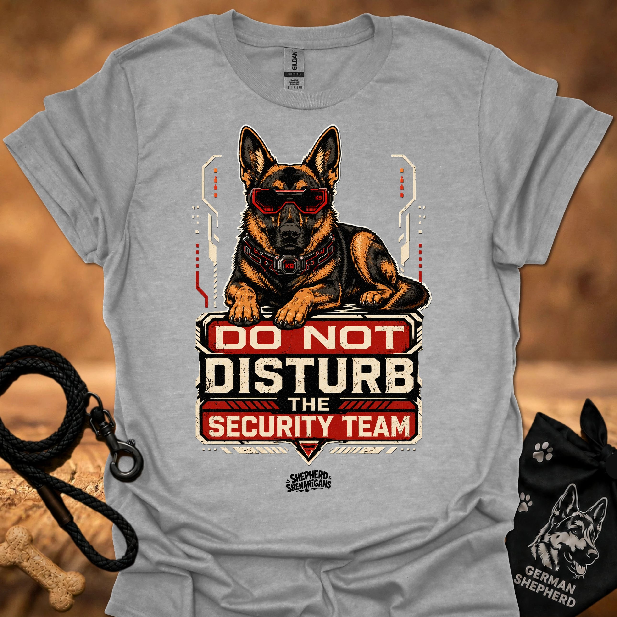 Do Not Disturb Security Team II T-shirt, light gray, German shepherd badge graphic