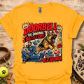 Doorbell Response Time T-Shirt, gold, dog graphic on front