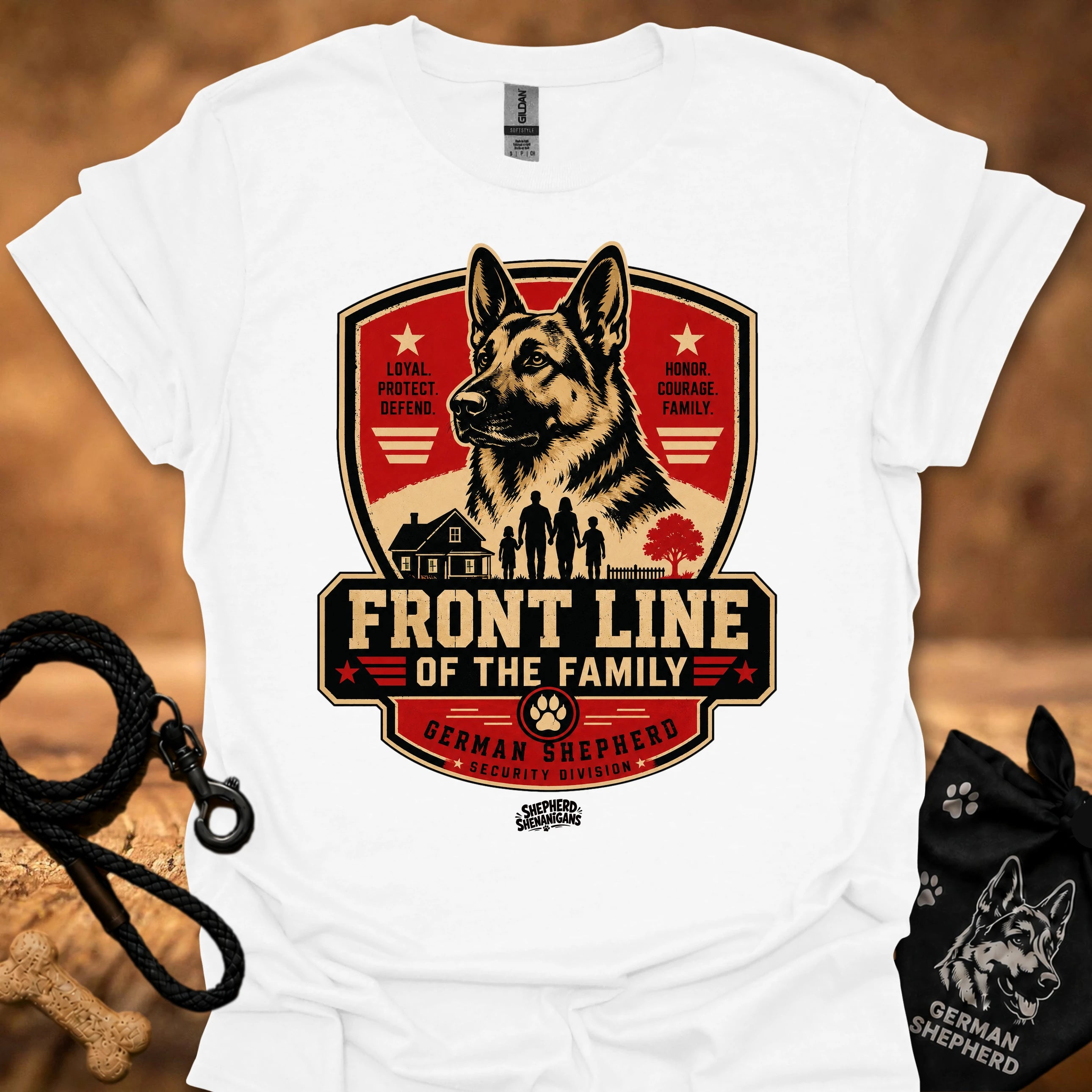 Graphic crew-neck T-shirt in White with German Shepherd crest front print