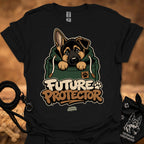 Black Future Protector dog graphic T-shirt with puppy front print