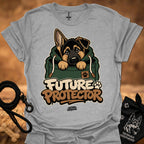 Heather gray Future Protector dog graphic T-shirt with puppy front print