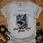 German shepherd graphic T-shirt (sport grey) with dog portrait and 'Brave Fearless' print