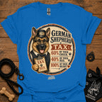 Royal blue T-shirt with German Shepherd Tax graphic on the front