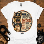 White T-shirt with German Shepherd Tax graphic on the front