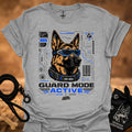 Guard Mode Active t-shirt in light gray with German Shepherd tech graphic and text