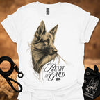 White T-shirt with detailed dog portrait and "Heart of Gold" lettering