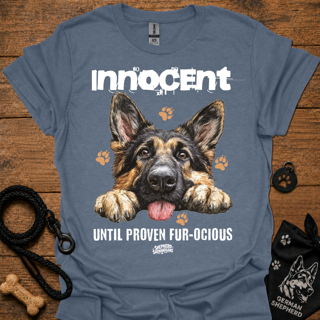 Charcoal T-shirt with German shepherd graphic and slogan