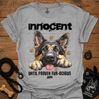 Gray graphic T-shirt with German shepherd and slogan print