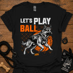 Basketball dog graphic T-shirt, black with 'Let's Play Ball' and basketball dog print