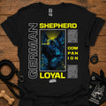Black graphic T-shirt with German Shepherd portrait and 'LOYAL' text