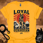 Gold T-shirt, front print of Loyal Guardian dog emblem