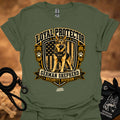Military green security graphic t-shirt with German Shepherd shield logo
