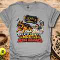 Sport gray dog graphic t-shirt with step counter display and bold slogan
