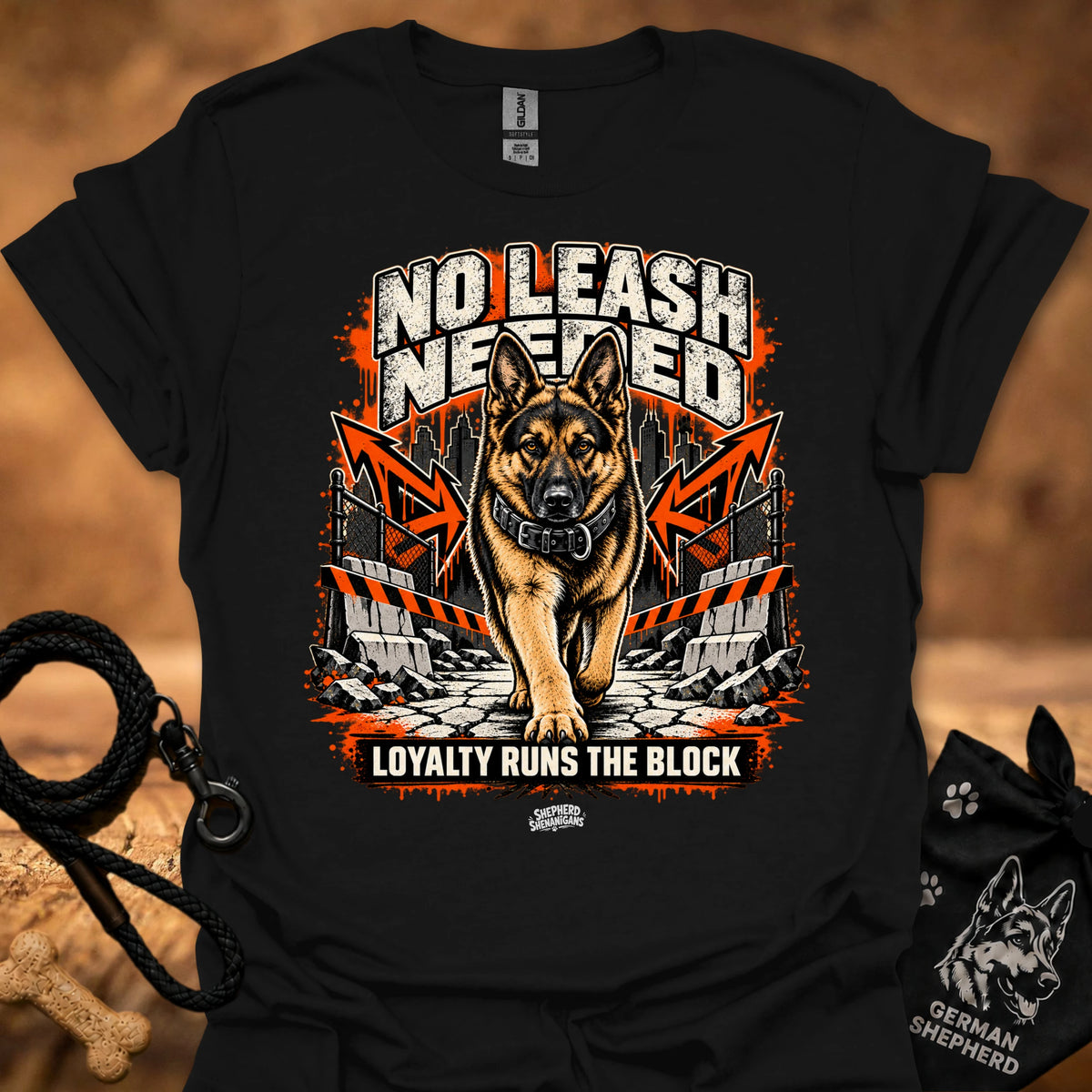 Black dog graphic T-shirt with bold front print and crew neck
