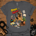 Charcoal crewneck T-shirt with German Shepherd 'Oops... Again' front graphic