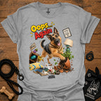 Sport grey crewneck T-shirt with German Shepherd 'Oops... Again' front graphic