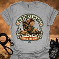 Sport grey men's t-shirt with circular dog and boy graphic, "Since Day One" print.