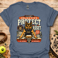 Steel blue crewneck T-shirt with large dog graphic front print