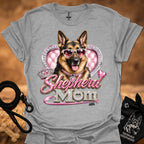 Sport gray t-shirt with German shepherd sunglasses heart 'mom' graphic