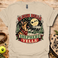 Sand crewneck T-shirt with Sleigh Bells Shepherd Yells graphic