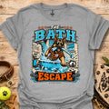 Sport grey T-shirt with dog bathing pool graphic and “The Bath Escape” text