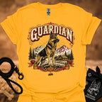 Gold T-shirt with large German shepherd graphic and GUARDIAN text