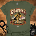 Military green T-shirt with large German shepherd graphic and GUARDIAN text