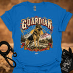 Royal blue T-shirt with large German shepherd graphic and GUARDIAN text