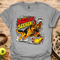 Sport grey graphic dog T-shirt with cartoon "Squeak Seeker" front print