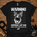 Black warning graphic T-shirt with German shepherd face and bold text